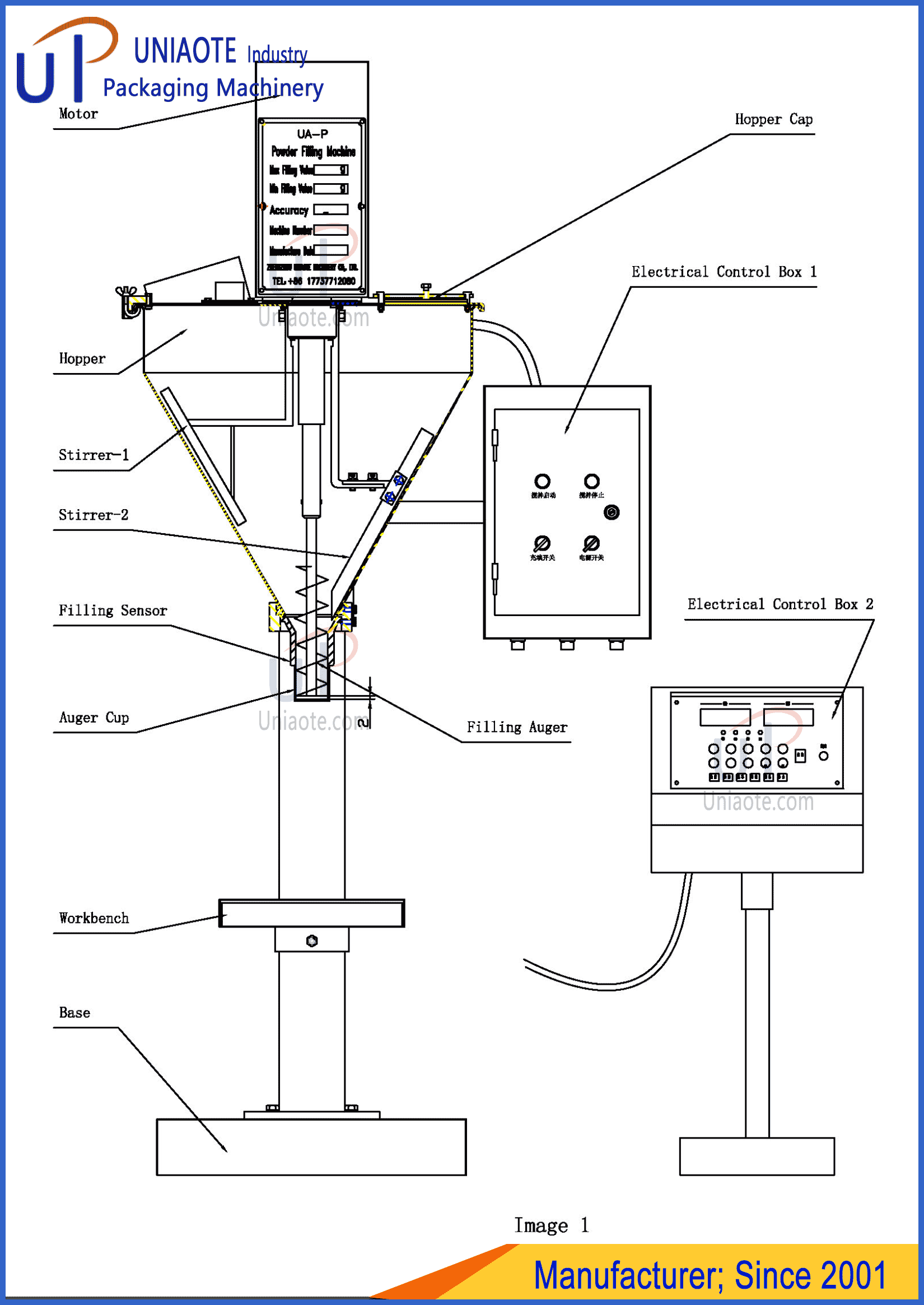 The Design/Layout Diagram of Semi Automatic Auger Powder Filling Machine